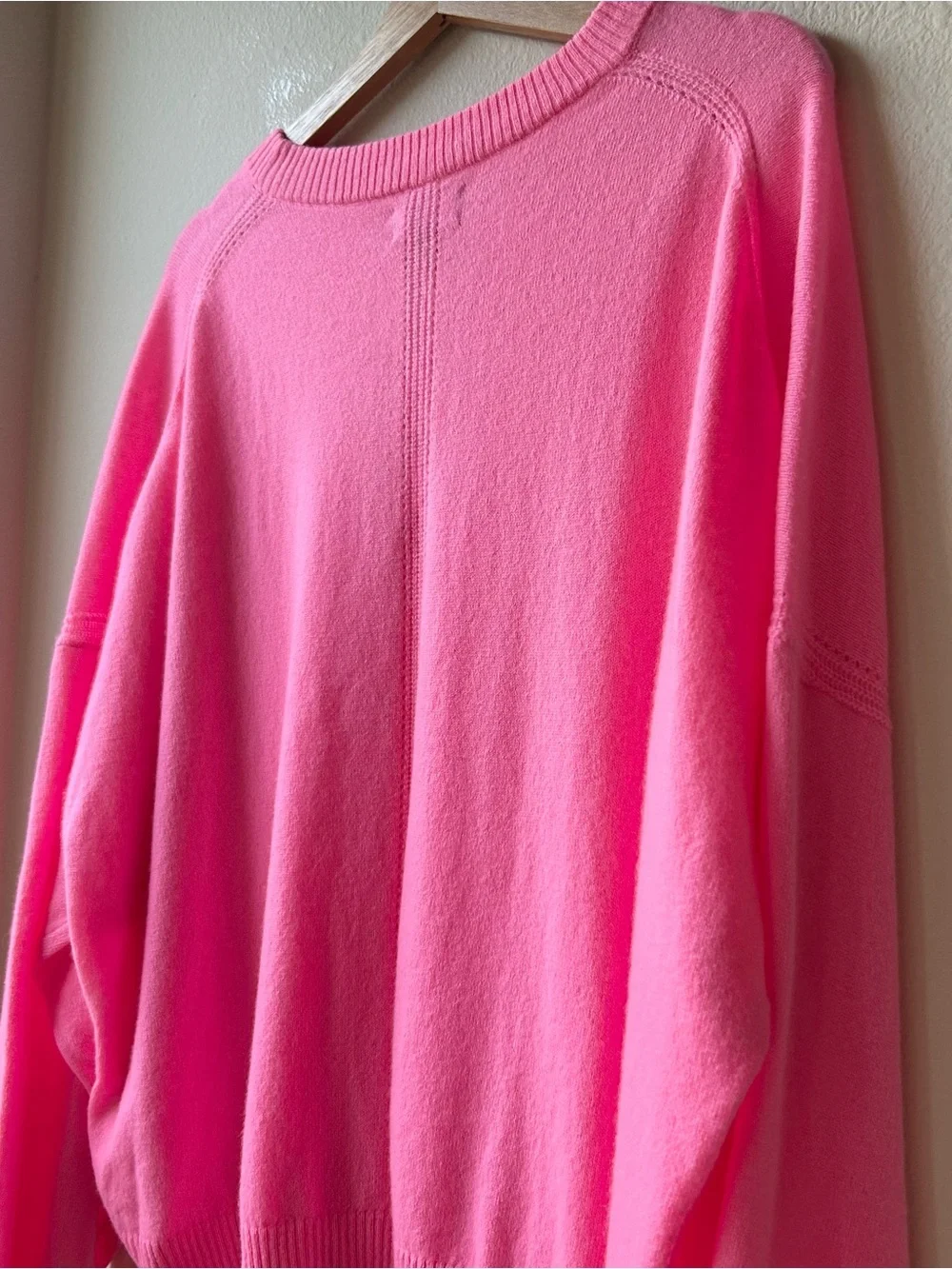 NWT J.Crew Neon Geranium Pink Cashmere blouson-sleeve sweater Sz L